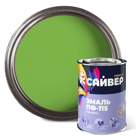 САЙВЕР  Эмаль ПФ-115 Салатная 0,8кг ГОСТ 6465-76