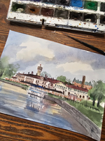 Картина авторская акварельная в паспарту 21х30 см на стену для интерьера "Шпулька. Иваново"