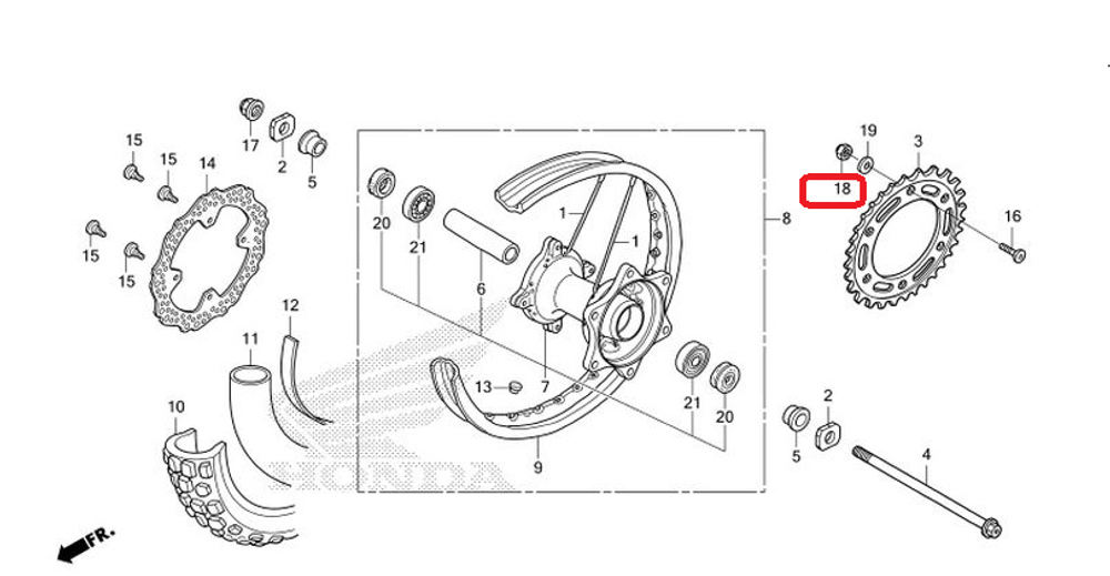 90309-ML3-791. NUT, U, 8MM (FUSE RASHI)