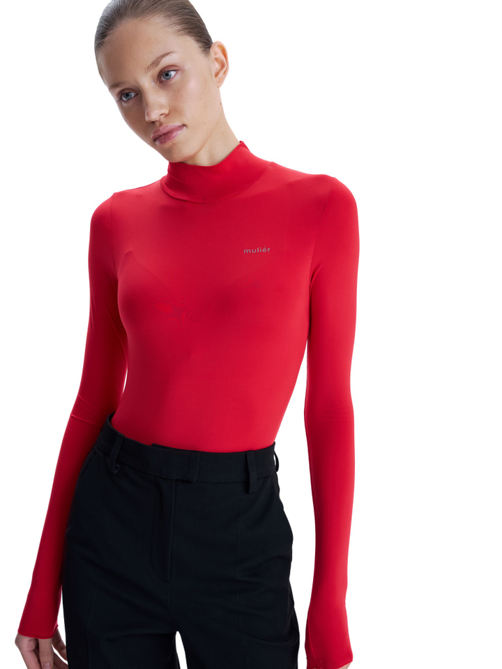 Боди из микрофибры красное