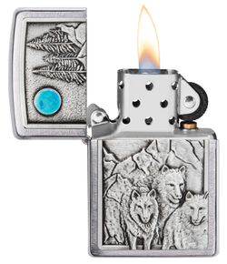 Зажигалка Zippo Wolf Design с покрытием Brushed Chrome (49295)