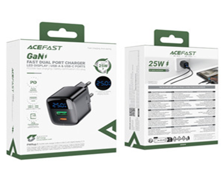 A114 PD25W GaN charger (USB-A+USB-C) with digital display (EU)
