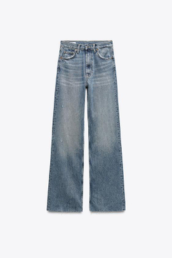 ZARA ДЖИНСЫ TRF WIDE LEG FULL LENGTH С ВЫСОКОЙ ПОСАДКОЙ, СИНИЙ