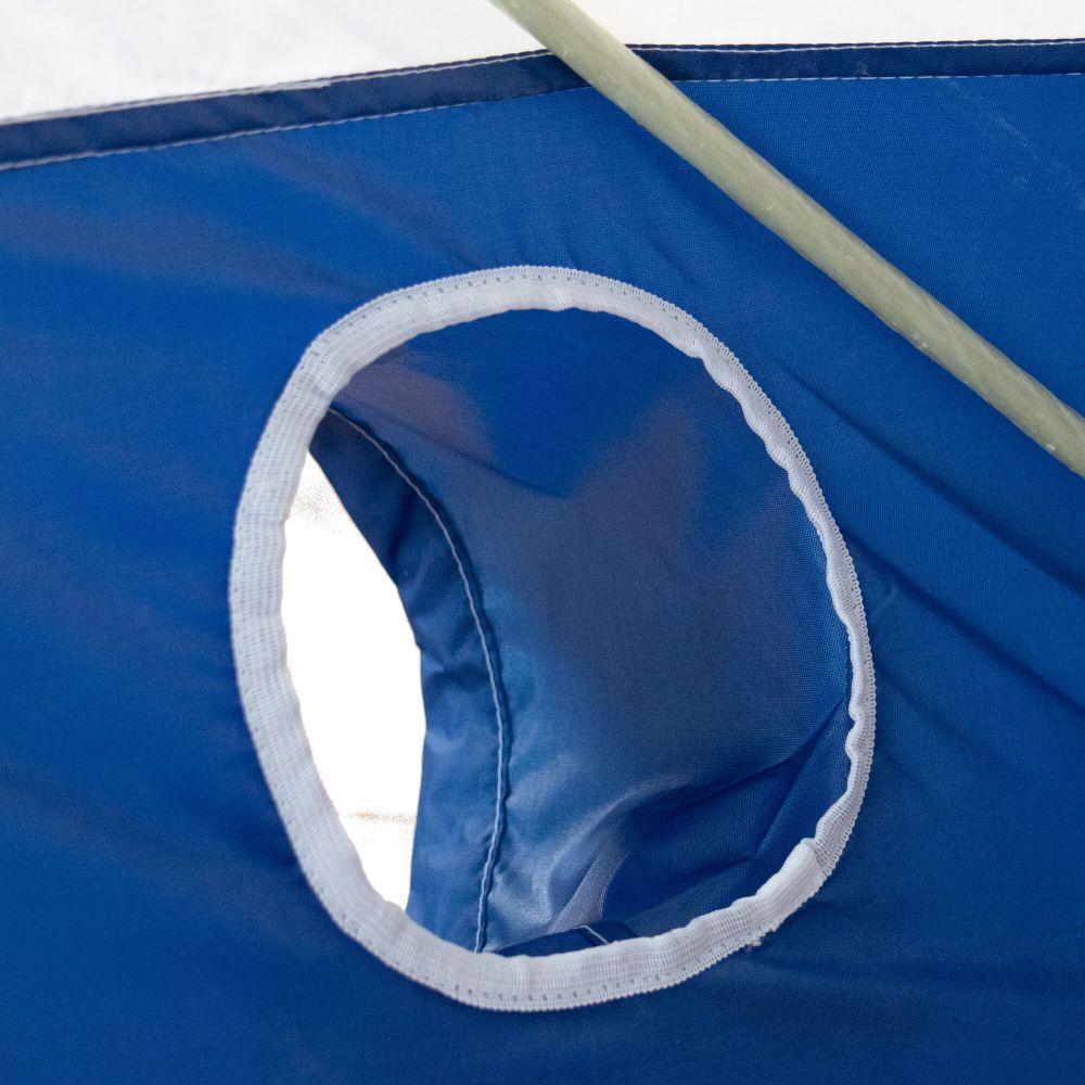 Палатка зимняя куб СЛЕДОПЫТ 2,1 х2,1 м, Oxford 210D PU 1000, S по полу 4,4 кв.м,цв. синий/белый