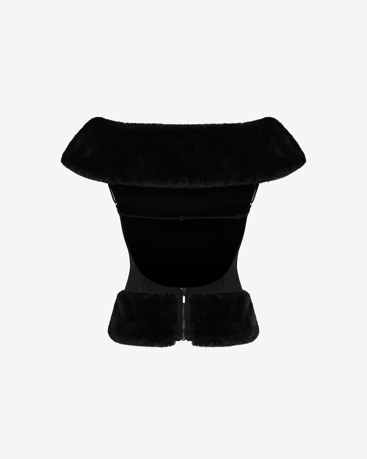 Топ из костюмной ткани с мехом