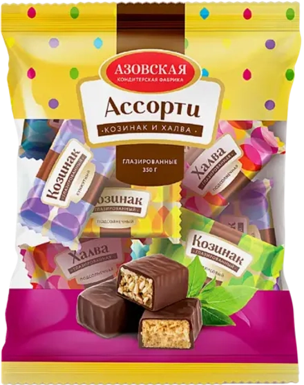 Конфеты Козинак и халва глазированные Азовская КФ 350г