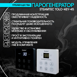 Парогенератор для хамама и турецкой бани Steamtec TOLO-45-KEY, 4.5 кВт (стандартный модуль управления)