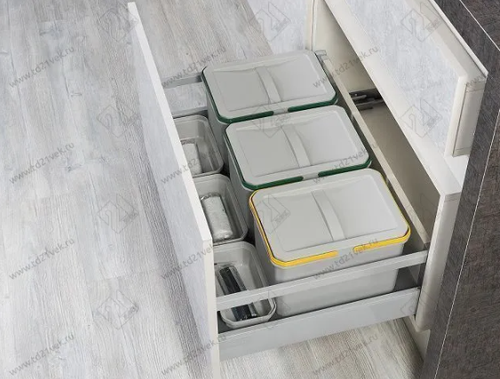 S-2552-G Система сортировки в базу 800 мм, Starax Order, 3 ведра, серый