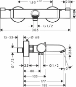 Смеситель для ванны Hansgrohe Ecostat 13114670
