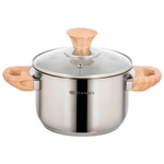 Кастрюля нерж, 1.9 л, с крыш, крыш стекло, Daniks, Осло, GS-01147-16CA, индукц