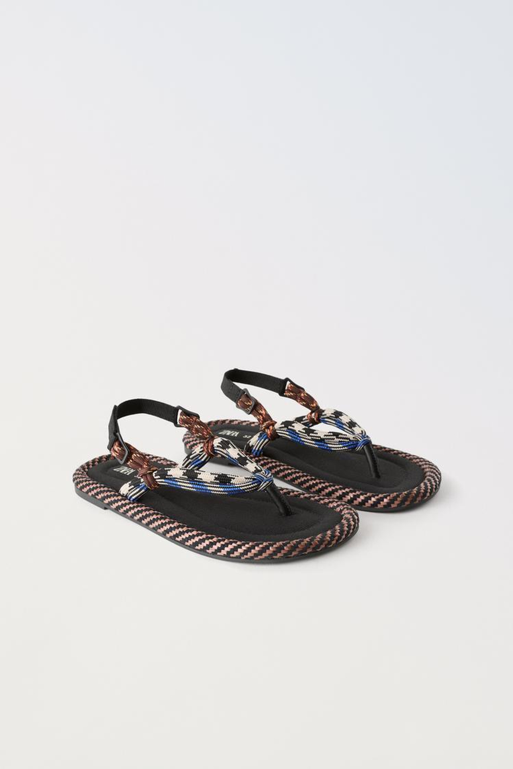 ZARA САНДАЛИИ СО ШНУРАМИ, РАЗНОЦВЕТНЫЙ