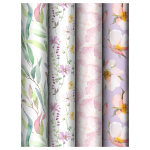 Упаковочная бумага глянц. 70*100см. "Bouquet" 80 г/м2, ассорти, 4 диз. (MESHU)