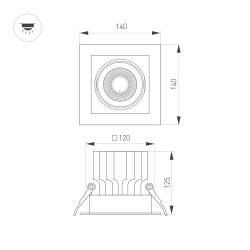Светильник MS-VORTEX-BUILT-S140x140-30W Warm3000 (BK-BK, 30 deg, 230V) (Arlight, IP20 Металл, 5 лет) 058369