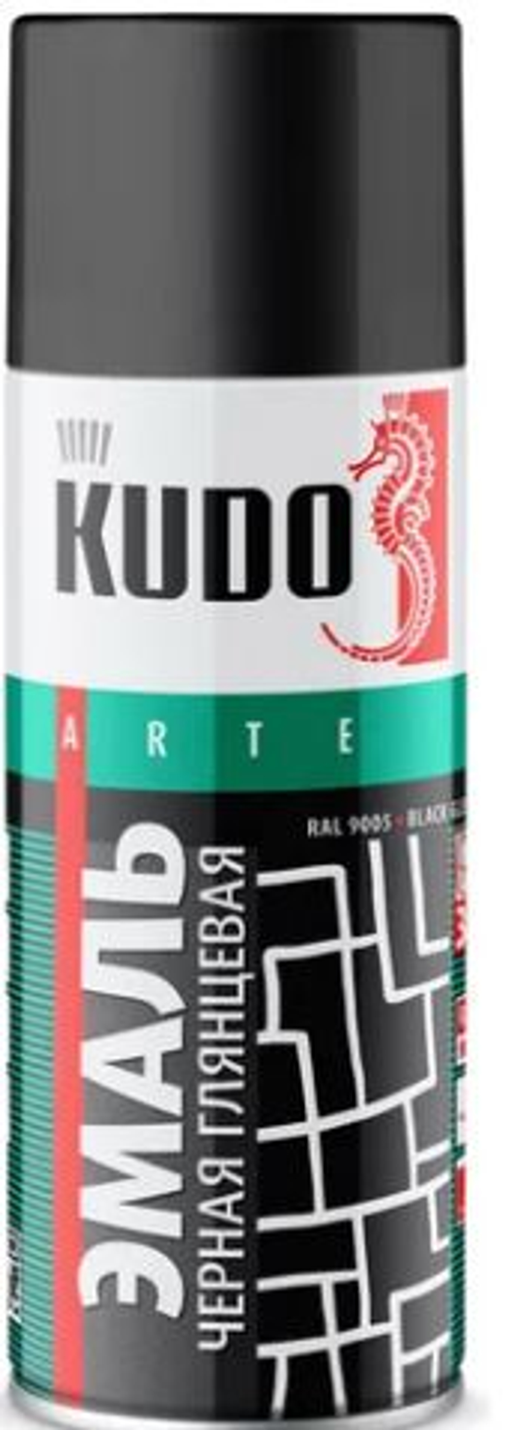 Универсальная черная глянцевая эмаль KUDO 0.52 л KU-1002