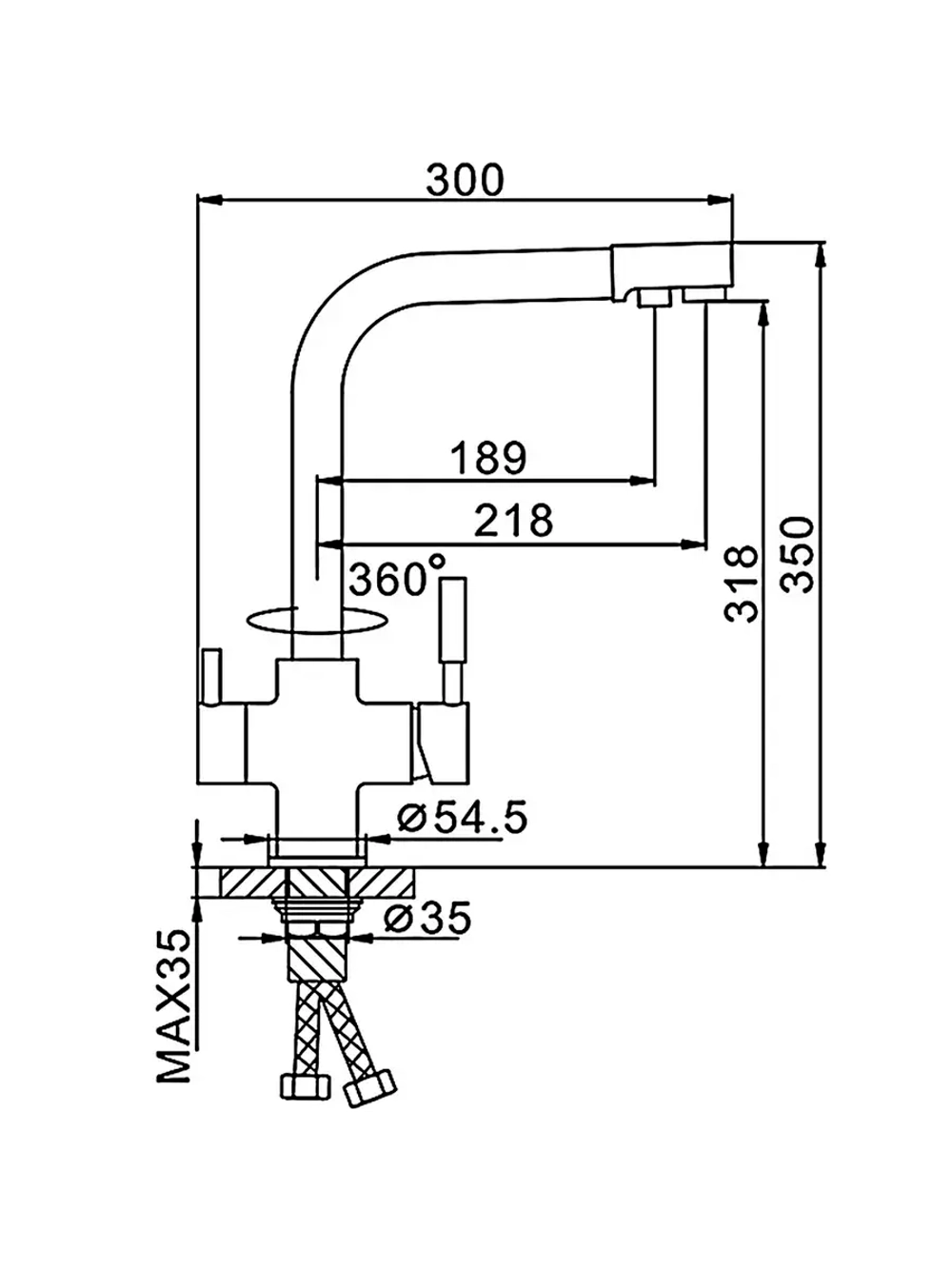 Смеситель для кухни с подключением под фильтр FRAP F4352-20