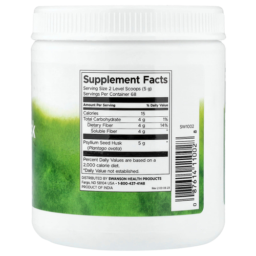 Swanson, Порошок из шелухи семян подорожника, 5 г, 340 г (12 унций)