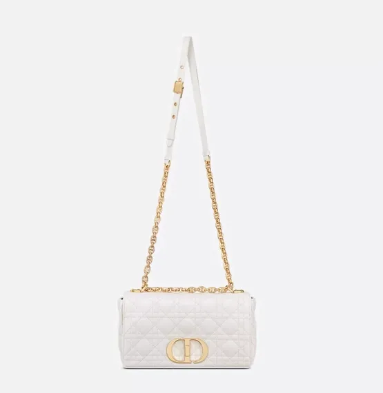 Сумка Dior Caro, модель большого формата кремовый