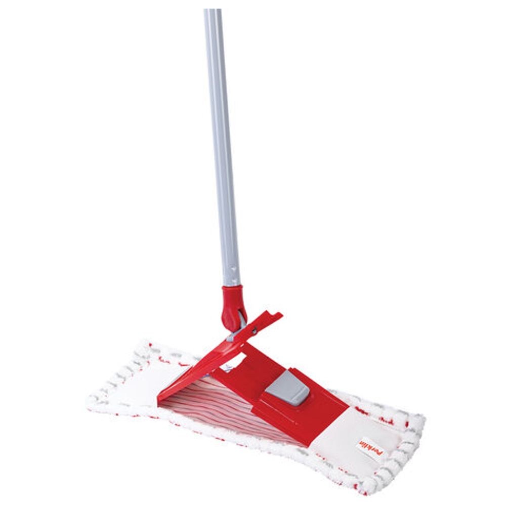 Швабра с флаундером 40 см, составной черенок 120 см, МОП микрофибра/абразив + МОП СИНЕЛЬ, PERKLIN (ПЕРКЛИН), 700987