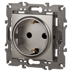Розетка ЭРА Elegance 14-2102-16 с заземлением 2P+E Schuko со шторками 16А-250В титан