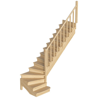 Лестница на второй этаж К-001м/7 Правая c подступенками