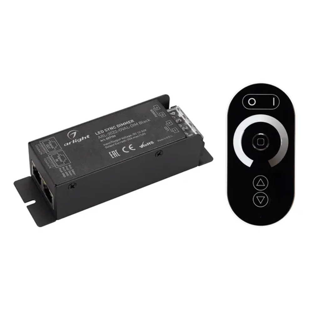 Диммер ARL-3022-OVAL-DIM Black (12-24V, 1x25A, ПДУ, RF) (Arlight, IP20 Металл, 2 года) 027150