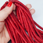 Бусины шайбы, рондель, красный, лэмпворк, стекло, р-р 6мм, цена за набор 10 шт