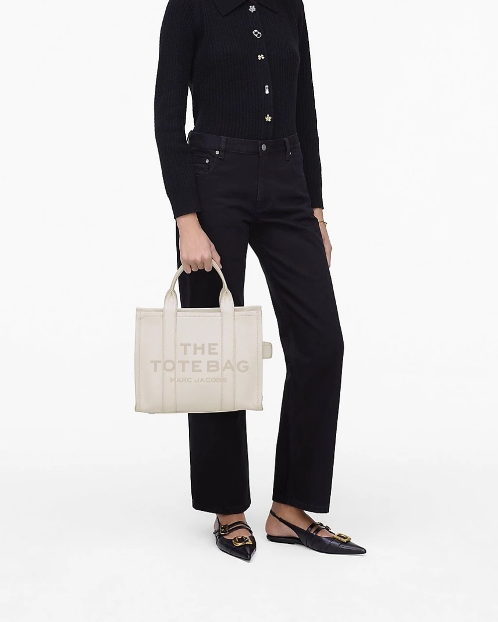 Сумка MARC JACOBS THE LEATHER MEDIUM TOTE BAG “Cotton Silver