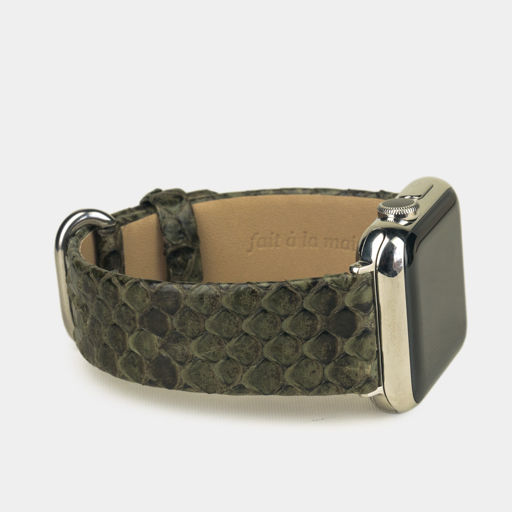 Ремешок для Apple Watch 40/41mm Classic из кожи питона зеленого цвета