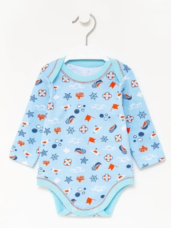 Боди детское «Полоска с якорем», цвет голубой, рост 80 см