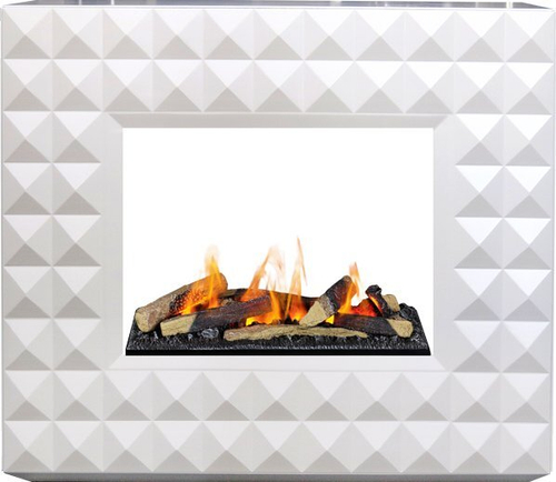 Каминокомплект Diamond - Бьянко белый с очагом Cassette 600 LNH-INT (с дровами)