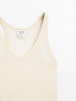 Massimo Dutti Топ на бретелях из 100% натурального шелка - Limited Edition, бежевый