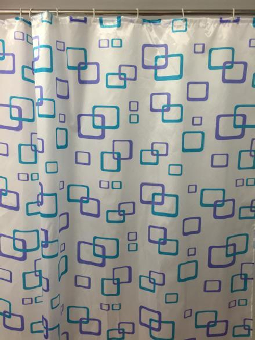 Штора для ванной (белый с квадратами) САВОЛ  (25/1шт)