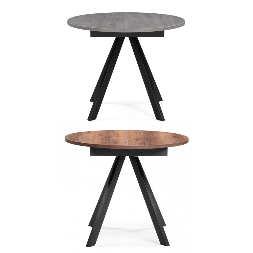 Стол деревянный Woodville Трейси 90(120)х90х75 дуб делано темный, черный, ножки черные