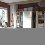 Гардероб PAX MEHAMN с 2 дверями-купе, 6 полками, 10 ящиками и 2 штангами (белый)  170*45*260