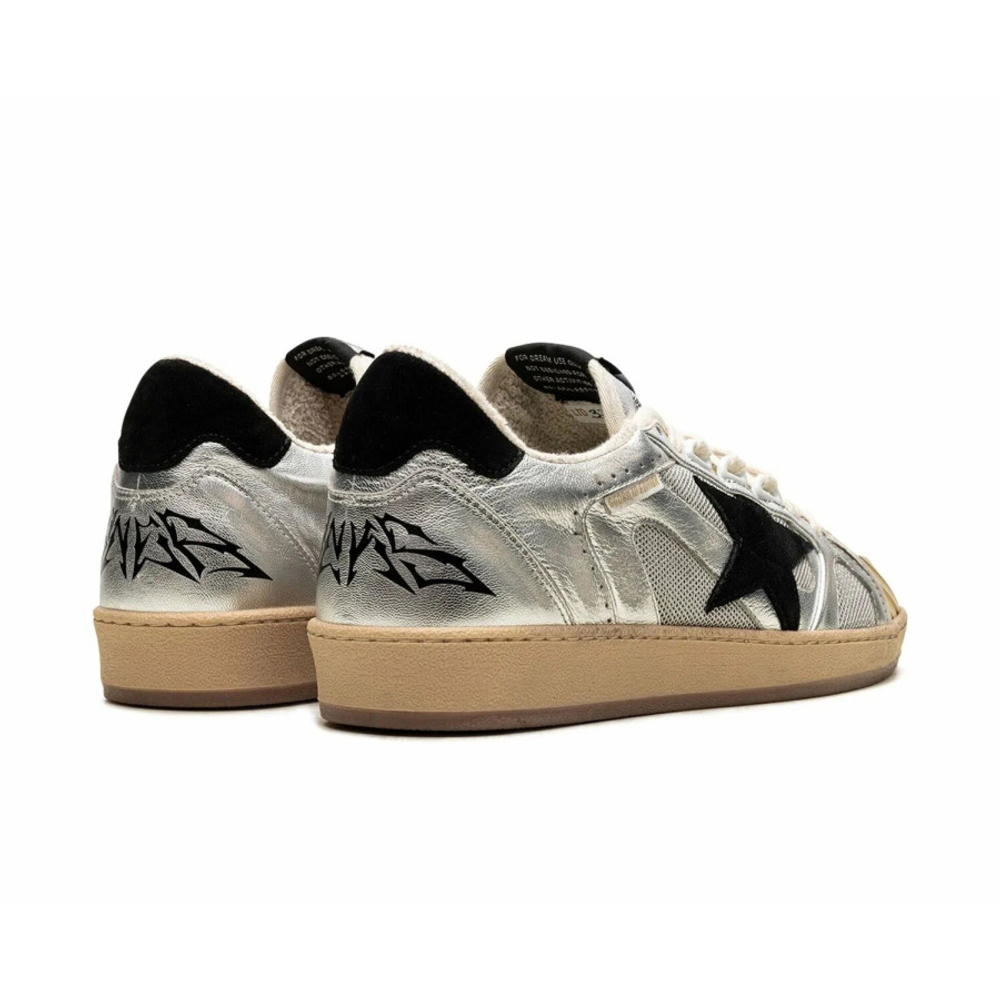 Женские Golden Goose Ball Star LAB in Silver Leather with Black Suede Star and Heel Tab