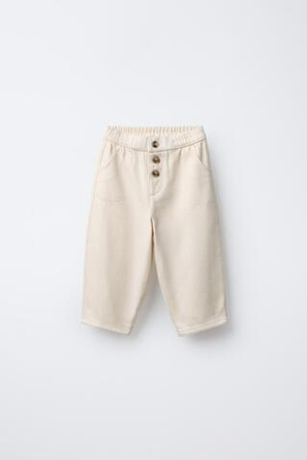 ZARA БРЮКИ ИЗ МЯГКОЙ ТКАНИ С ПУГОВИЦАМИ, ЭКРЮ