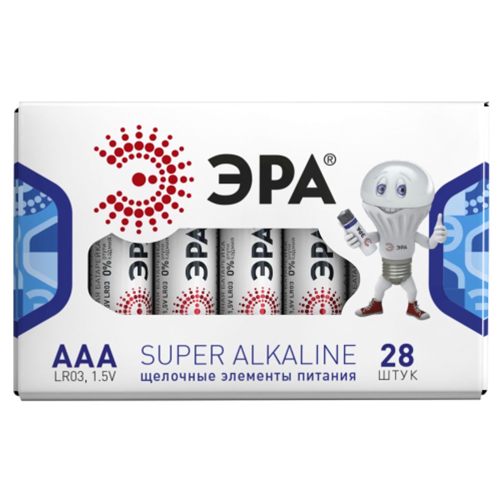 Батарейки ЭРА LR03-28 box SUPER Alkaline | Батарейки Щелочные (Алкалиновые)