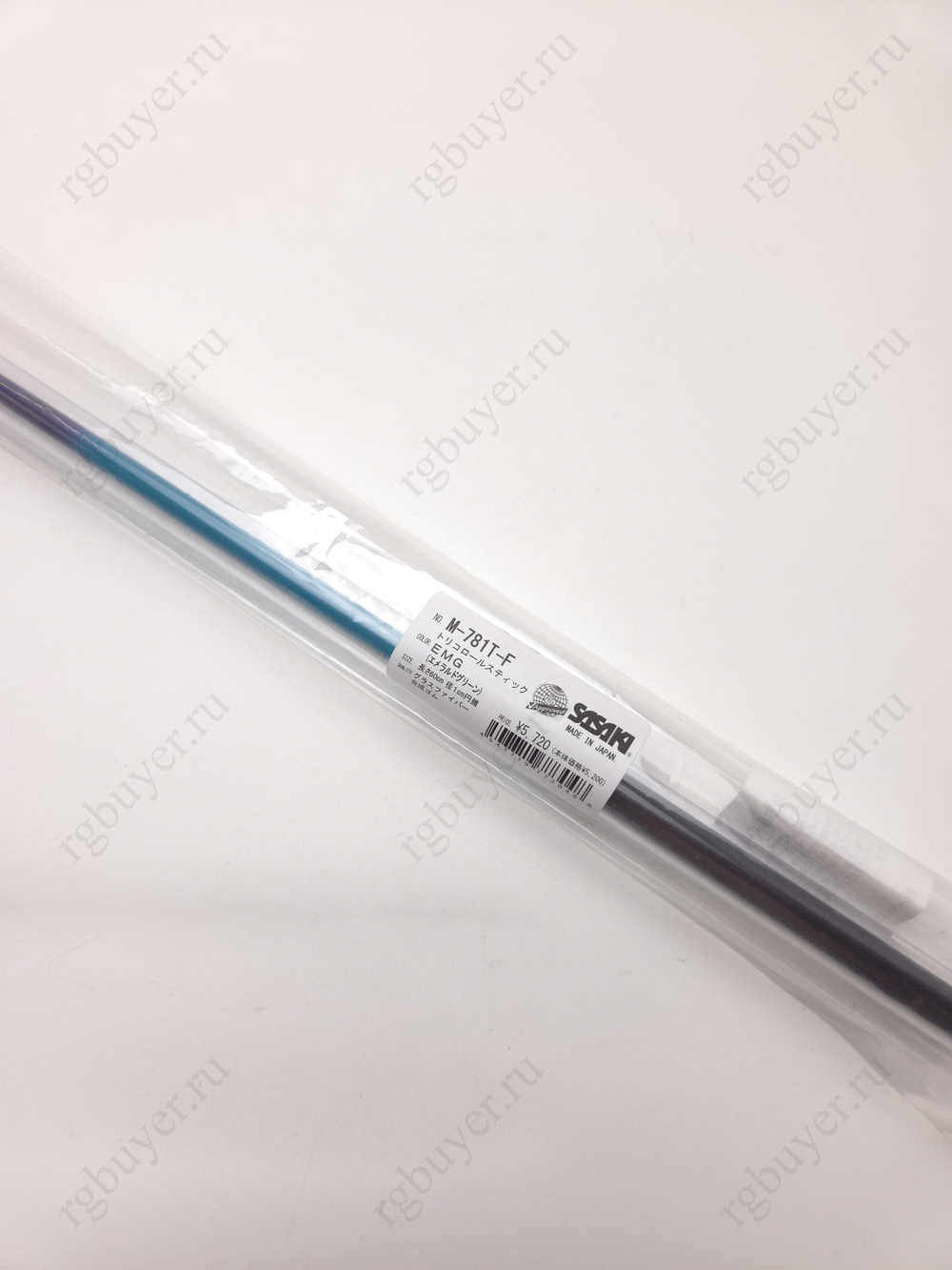 Палочка Sasaki 60 см с трехцветная зеленый/розовый/салатовый с черной ручкой EMG (Emerald Green)