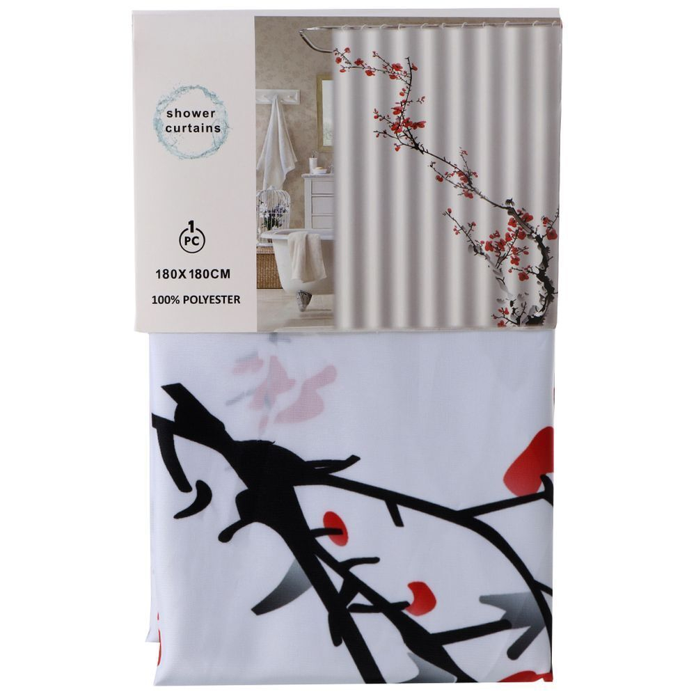 Штора для ванн 180х180 см, ПЭ, Сакура, бел, STSC1019