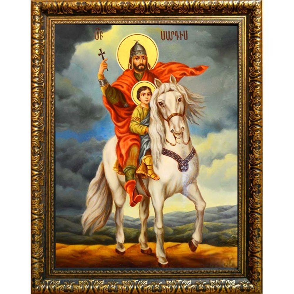 Святой Саркис. Икона на холсте.