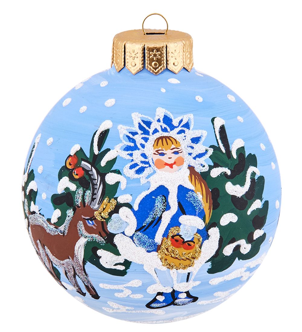 Элита НФШ-1688 Ел.украшение Шар «Снегурочка с козликом» 100 мм