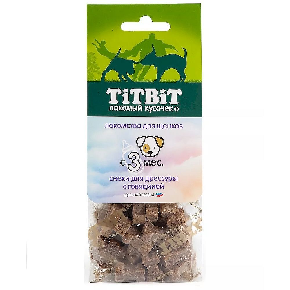 Лакомство для щенков TitBit Снеки для дрессуры с говядиной 70 г