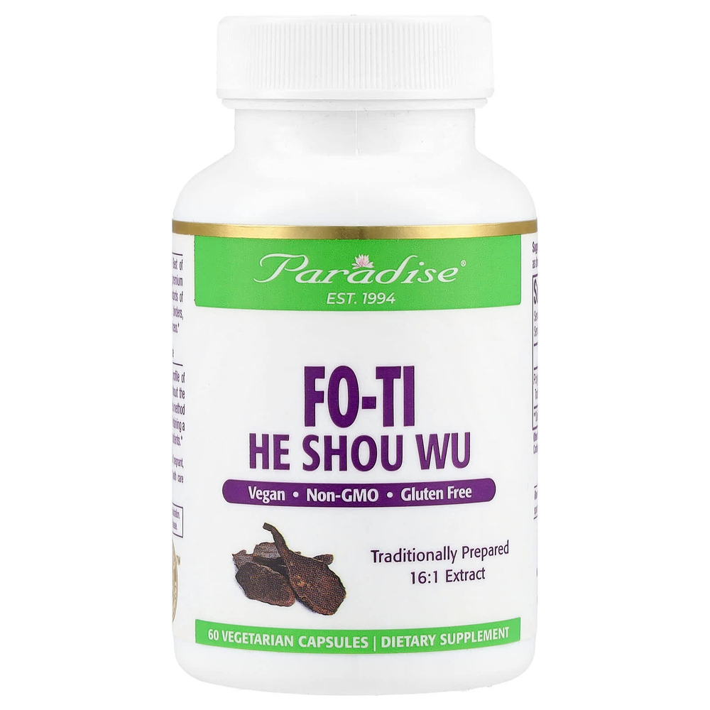 Paradise Herbs, Fo-Ti, He Shou Wu, 60 вегетарианских капсул (500 мг на капсулу)