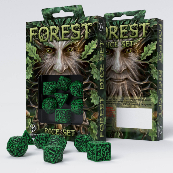 Forest 3D Green & black (Jungle) Dice Set (7)