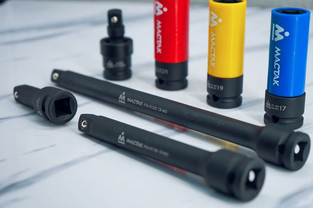 МАСТАК (5-064517) Набор ударных глубоких торцевых головок и удлинителей 1/2", 17, 19, 21 мм, ложемент, 7 предметов