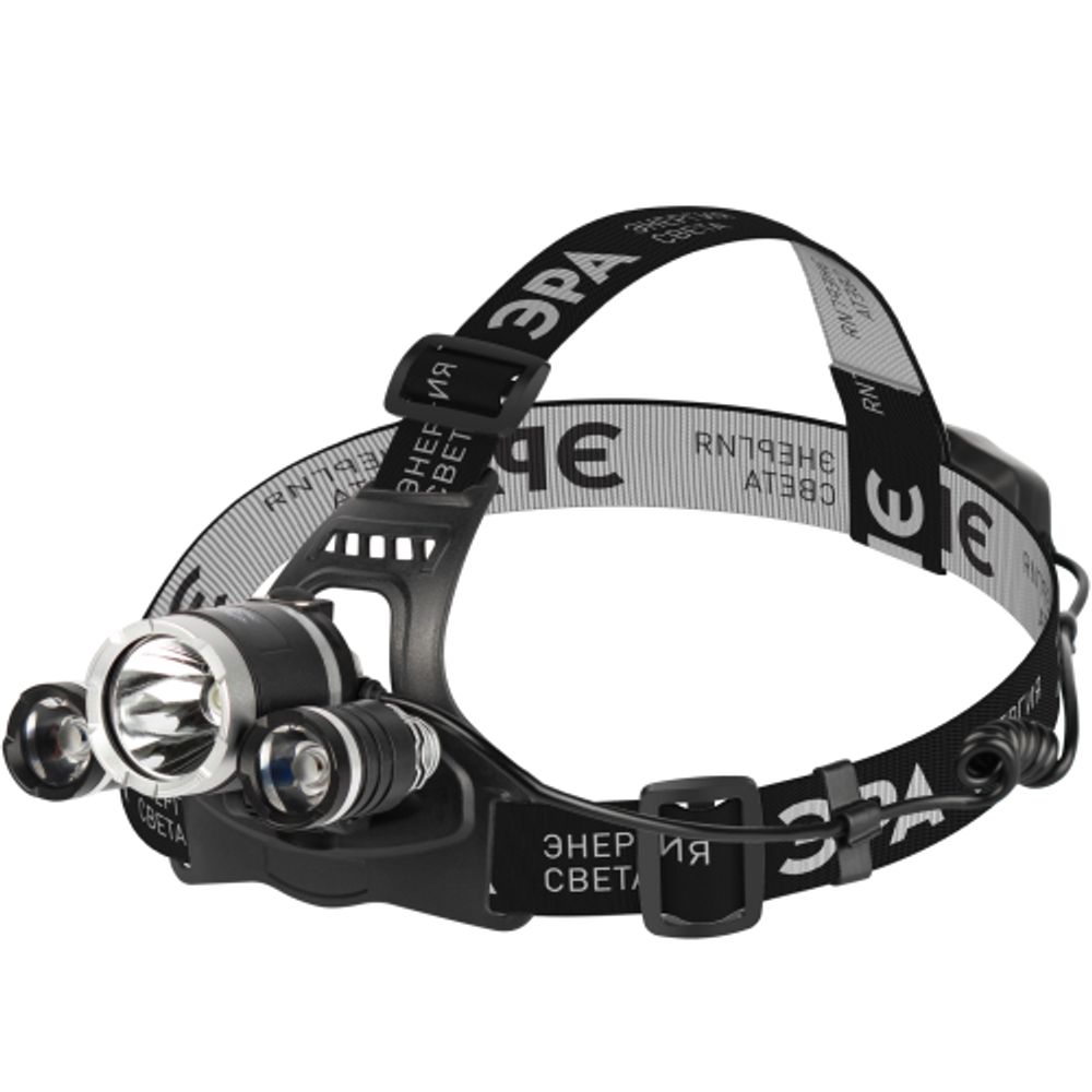Фонарь налобный светодиодный ЭРА GA-809 аккумуляторный алюминиевый 4 режима трехламповый High Power Headlamp