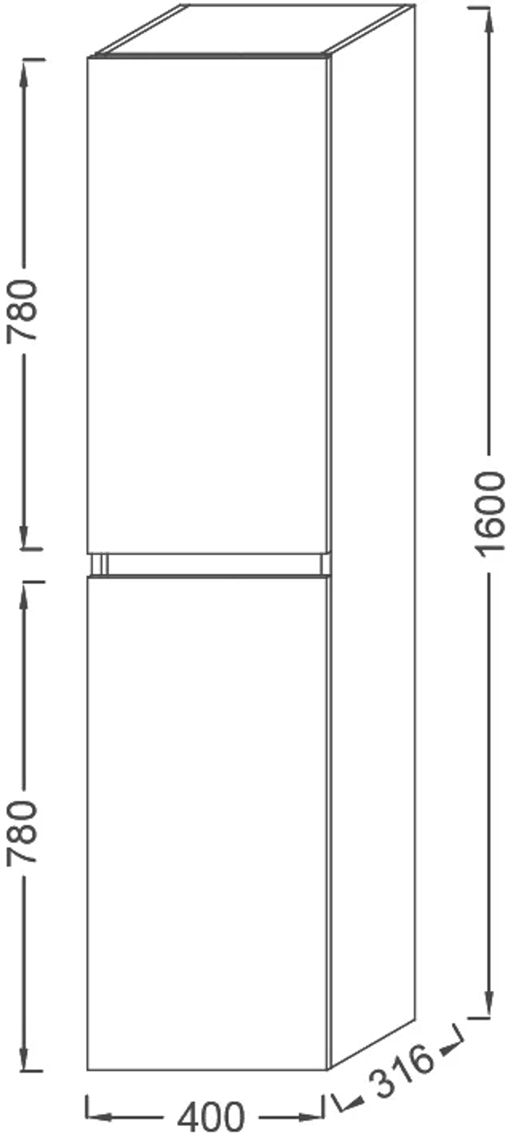 EB2385-E75 TOLBIAC Колонна подвесная, 40 см, 2 реверсивные дверцы, Дуб Давос натуральный меламин