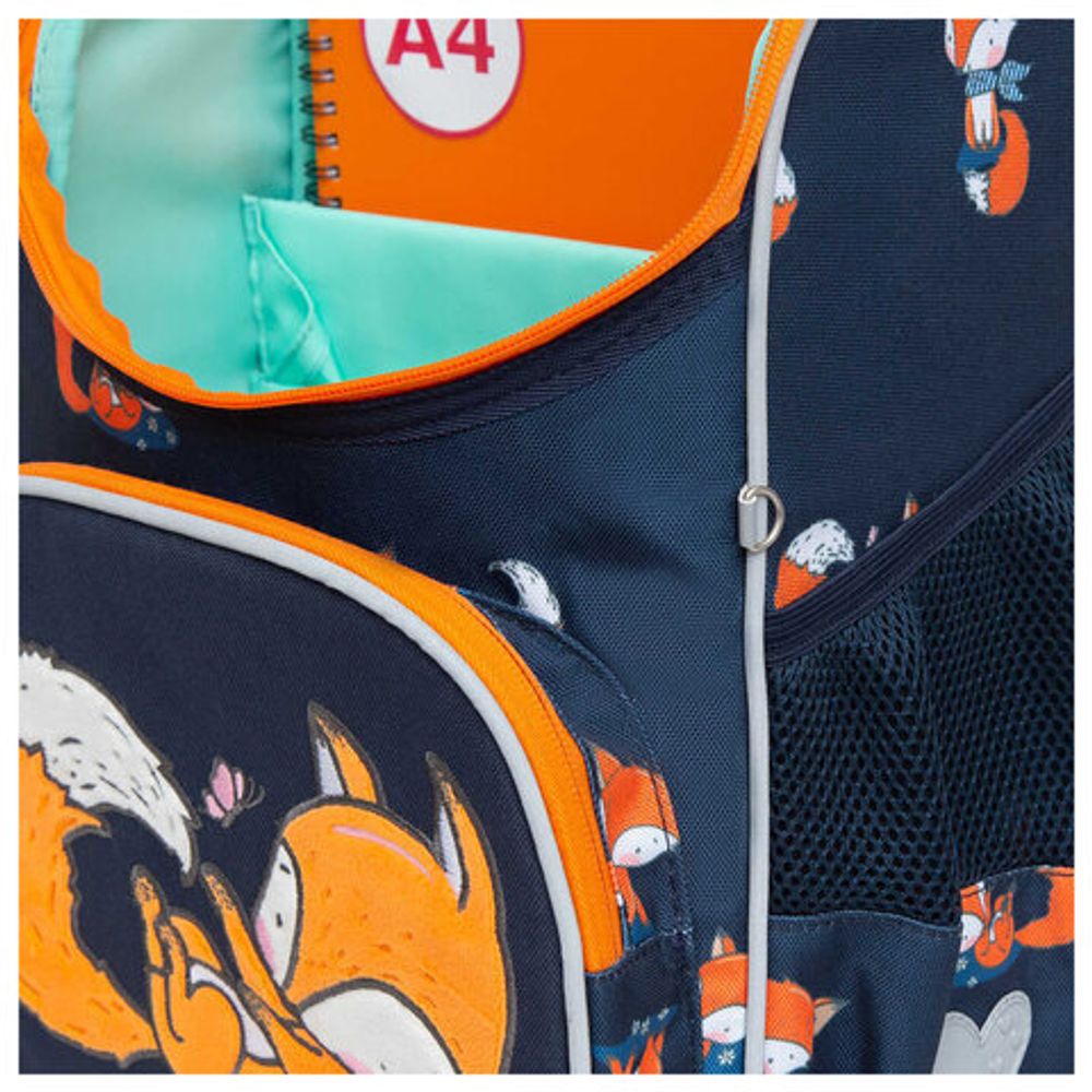 Ранец GRIZZLY анатомическая спинка, с мешком для обуви, для девочек, "FOX", 33х25х13 см, RAm-284-12/1