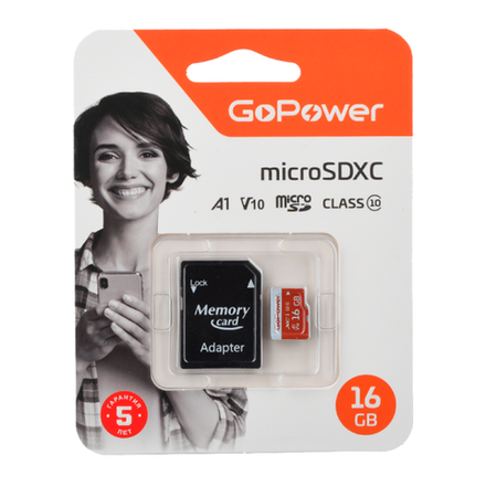 Карта памяти microSD GoPower 16GB Class10 UHS-I с/а