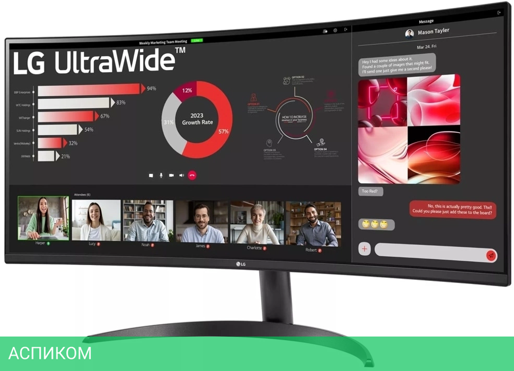 Монитор LG UltraWide 34WR50QK-B черный
